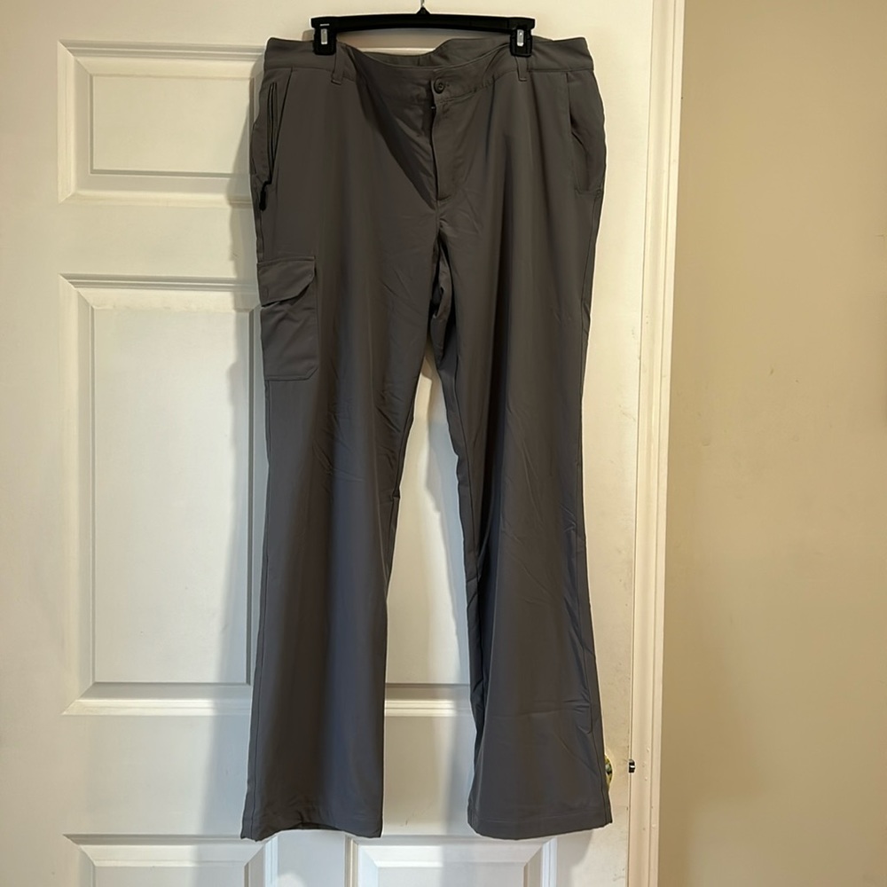 Eddie Bauer fleece lined pants- Gray with pink interior